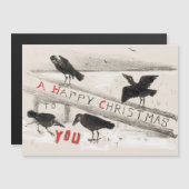 フォーカラスヴィンテージアートプリントクリスマス (正面/裏面)