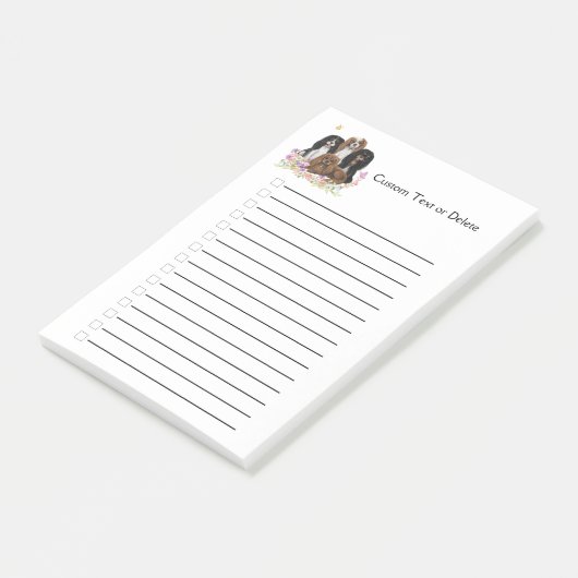 フォーカヴァリエキングチャールズスパニエル犬ズインフラワーズ ポストイット (アングル)