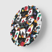 フォーカードエーストランプのポーカー ラウンド壁時計 (傾斜)