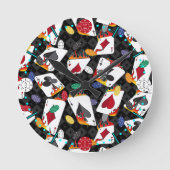 フォーカードエーストランプのポーカー ラウンド壁時計 (正面)