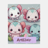 フォーキュートアクソロトルプリント フリースブランケット (正面)