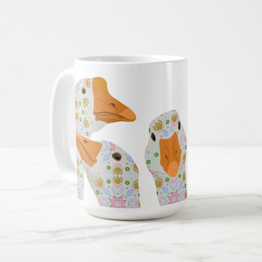 フォーキュートフローラパターン（の模様が）あるゲーゼ コーヒーマグカップ (正面左)