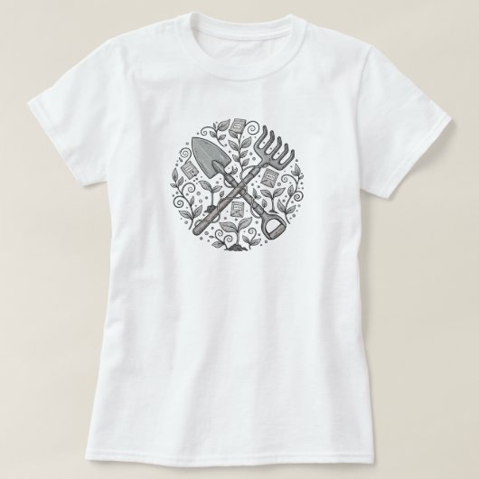 フォークお洒落アートガーデンツール | 白のみTシャツ Tシャツ (デザイン正面)