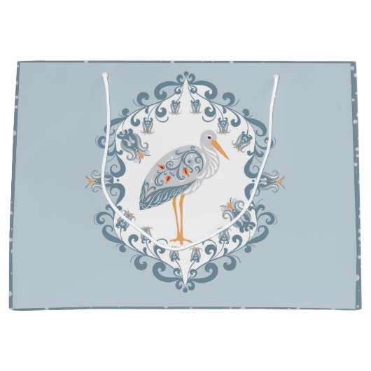 フォークお洒落アートストーク |大きな赤ちゃんシャワー ラージペーパーバッグ (正面)