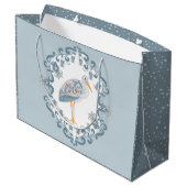 フォークお洒落アートストーク |大きな赤ちゃんシャワー ラージペーパーバッグ (裏面アングル)