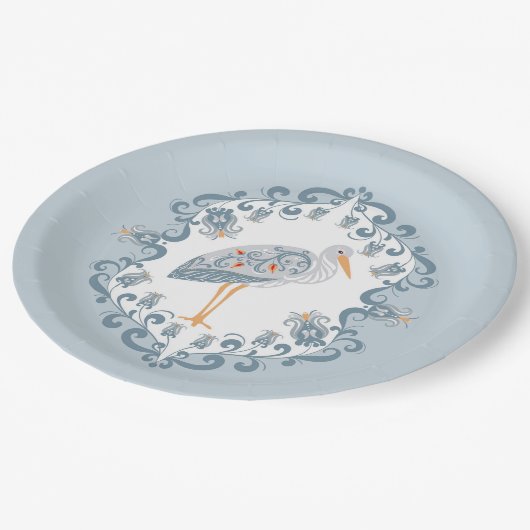 フォークお洒落アートストーク |赤ちゃんシャワー ペーパープレート (アングル)