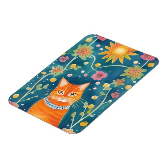 フォークお洒落アートタブビーキャット マグネット (左側)