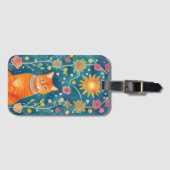 フォークお洒落アートタブビーキャット ラゲッジタグ (正面横)