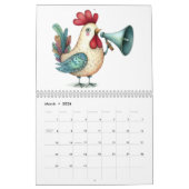 フォークお洒落アートチキンとロターズカレンダー カレンダー (3月 2026)