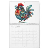 フォークお洒落アートチキンとロターズカレンダー カレンダー (2月 2026)