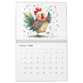 フォークお洒落アートチキンとロターズカレンダー カレンダー (1月 2026)