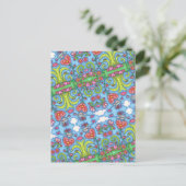 フォークお洒落アートバードバレンタインハートガーデン シーズンポストカード (スタンド正面)