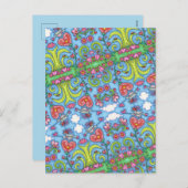 フォークお洒落アートバードバレンタインハートガーデン シーズンポストカード (正面/裏面)