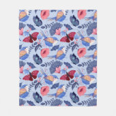 フォークお洒落アートフローラルパターン フリースブランケット (正面)