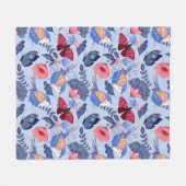 フォークお洒落アートフローラルパターン フリースブランケット (正面(横))