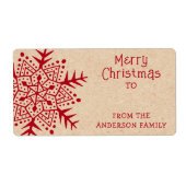 フォークお洒落アート雪の結晶クラフトからギフト ラベル (正面)