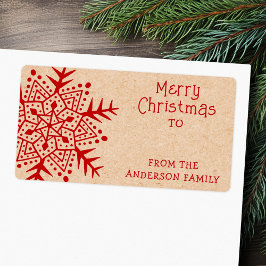 フォークお洒落アート雪の結晶クラフトからギフト ラベル