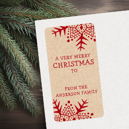 フォークお洒落アート雪の結晶クラフトからギフト ラベル