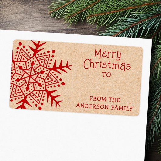 フォークお洒落アート雪の結晶クラフトからギフト ラベル