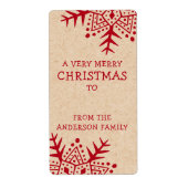 フォークお洒落アート雪の結晶クラフトからギフト ラベル (正面)