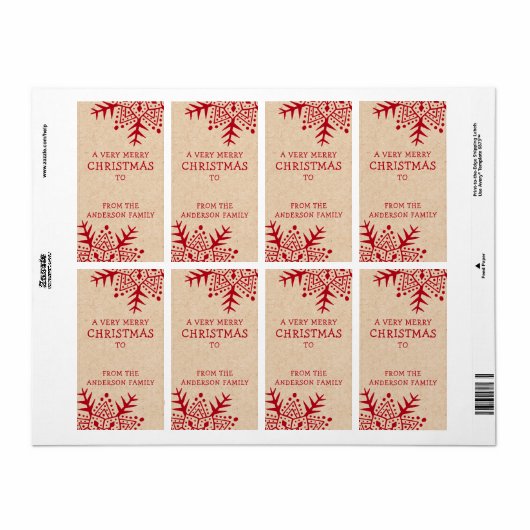 フォークお洒落アート雪の結晶クラフトからギフト ラベル (フルシート)