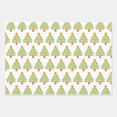 フォークお洒落クリスマスツリーホリデイ ラッピングペーパーシート (正面2)