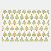 フォークお洒落クリスマスツリーホリデイ ラッピングペーパーシート (正面)