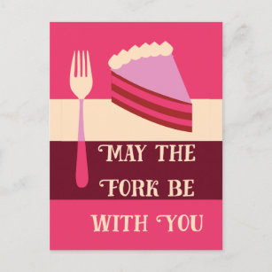 フォークがあなたと一緒にいらっしゃいますかお誕生日ケーキはがき ポストカード