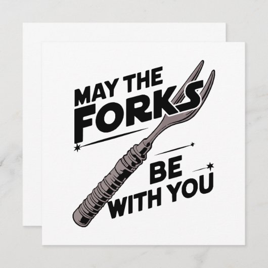 フォークがあなたと一緒に – フォークおもしろいパンデザイン 招待状 (正面/裏面)