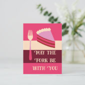 フォークが君のお誕生日ケーキ葉書 ポストカード (スタンド正面)