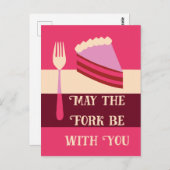 フォークが君のお誕生日ケーキ葉書 ポストカード (正面/裏面)
