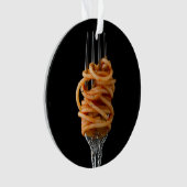 フォークでパスタを紡ぎ、食べ物のスパゲティ オーナメント (正面)