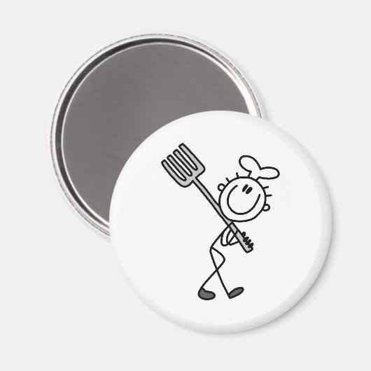 フォークでフィギュアのシェフをスティック マグネット (正面/裏面)