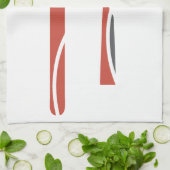フォークとスプーンのデザイン キッチンタオル (折り畳み)