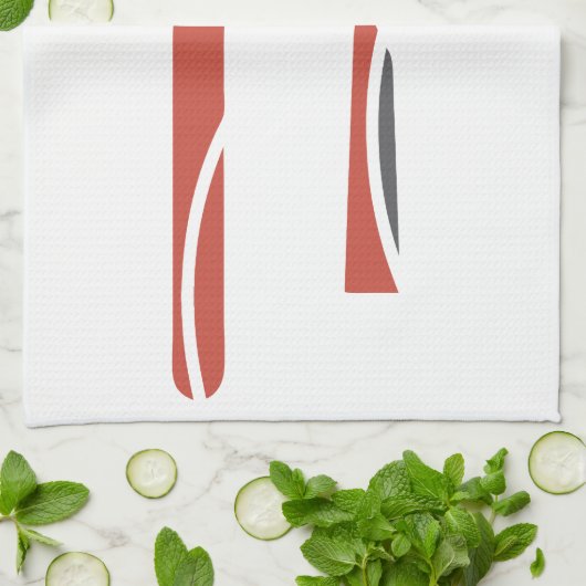 フォークとスプーンのデザイン キッチンタオル (折り畳み)