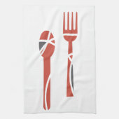 フォークとスプーンのデザイン キッチンタオル (縦)