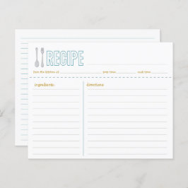 フォークとスプーンブルーイエローレシピカード