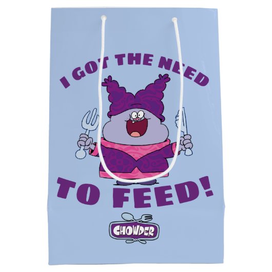 フォークとナイフを備えたチャウダー ミディアムペーパーバッグ (裏面)