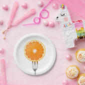 フォークにオレンジ ペーパープレート (パーティー)