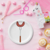 フォークにソーセージを入れる ペーパープレート (パーティー)