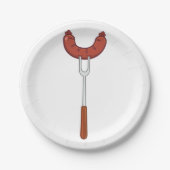 フォークにソーセージを入れる ペーパープレート (正面)