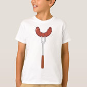 フォークにソーセージを入れる Tシャツ (正面)
