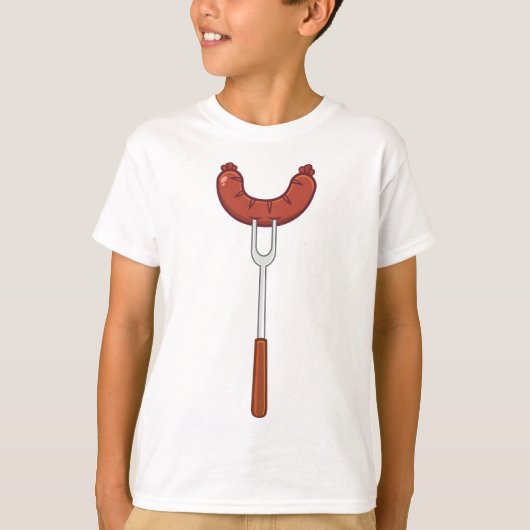 フォークにソーセージを入れる Tシャツ (正面)