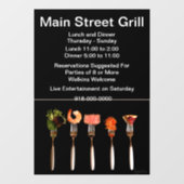 フォークに載せた現代的なフードのレストラン事業 ウィンドウサイン (シート)