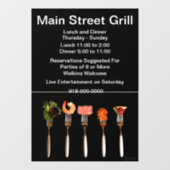 フォークに載せた現代的なレストランの食事 ウィンドウサイン (シート)