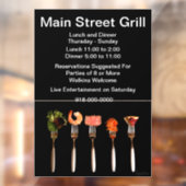 フォークに載せた現代的なレストランの食事 ウィンドウサイン (シート2)