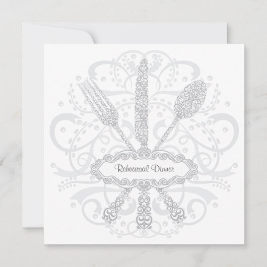 フォークのスプーンのナイフのリハーサルの夕食の招待状 招待状 (正面)