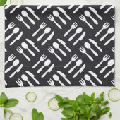 フォークのスプーンのナイフパターン キッチンタオル (折り畳み)