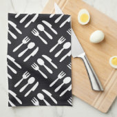 フォークのスプーンのナイフパターン キッチンタオル (四つ折り)