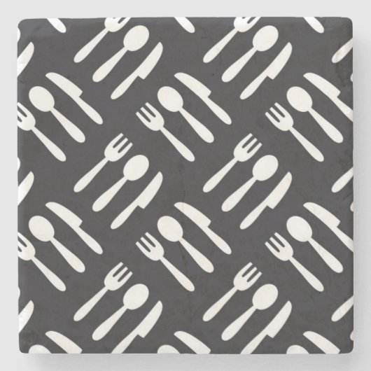 フォークのスプーンのナイフパターン ストーンコースター (正面)